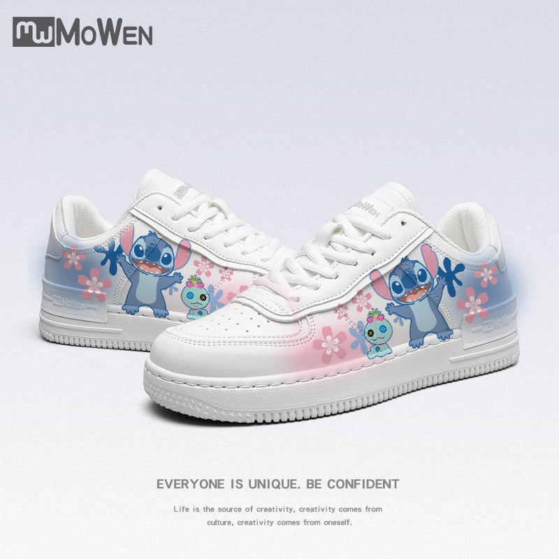 Joint Name Stitch Peripheral White Low Top Canvas Shoes
