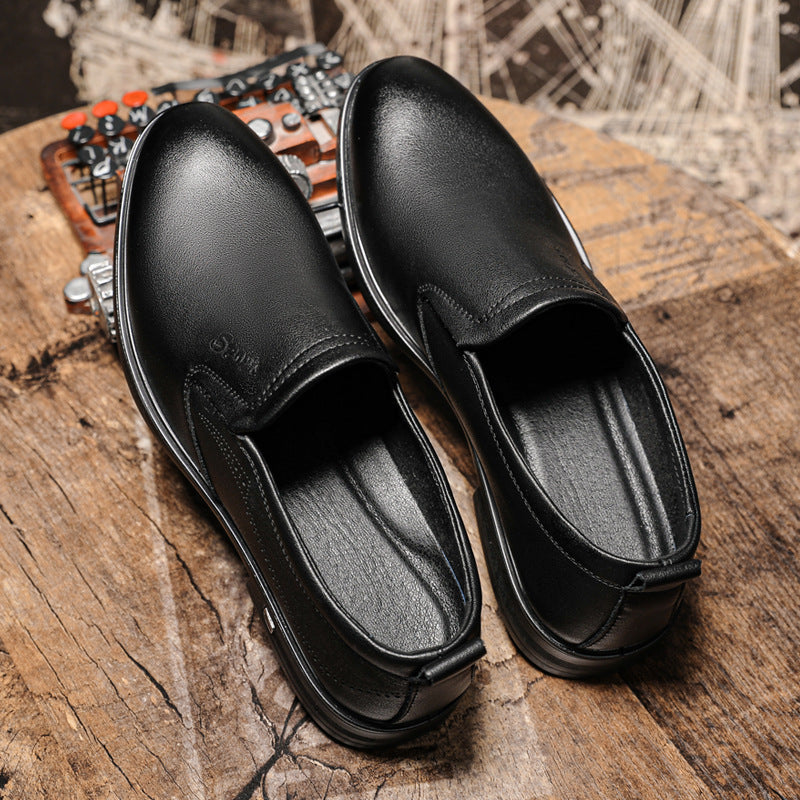 Men's Layer Cowhide Business Formal Wear Slip-on Leather Shoes