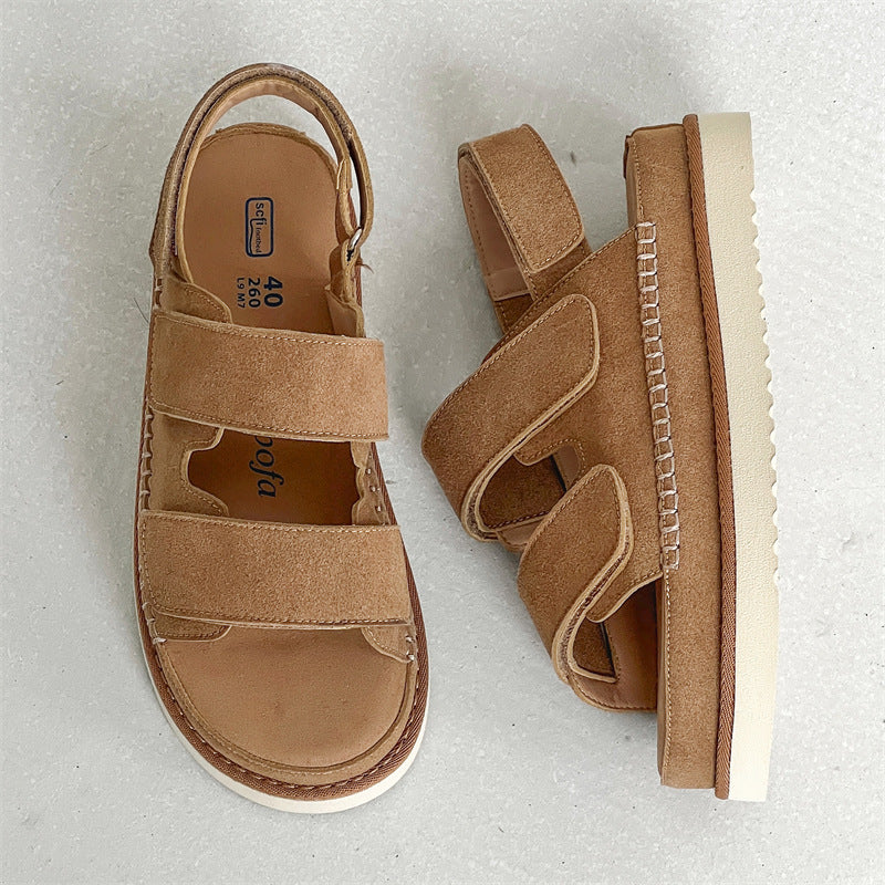 Women's & Men's Niche Couple Beach Velcro Platform Increased Sandals