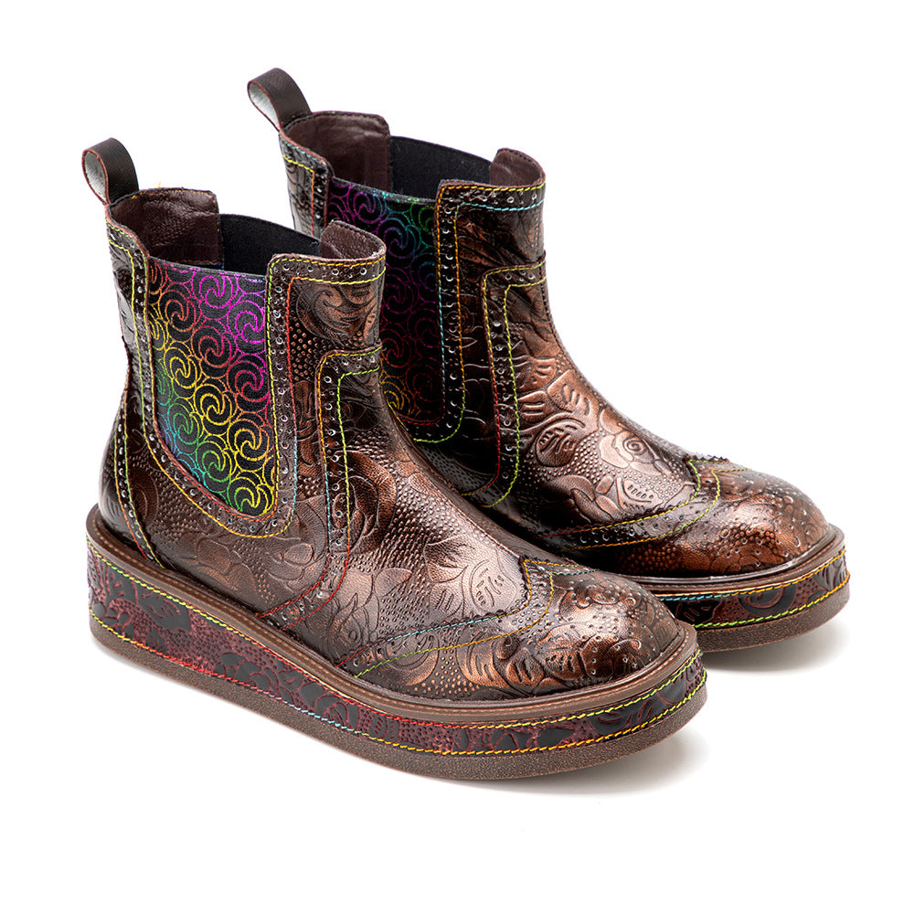 Women's Bohemian Martin Ethnic Style Retro Stitching Boots