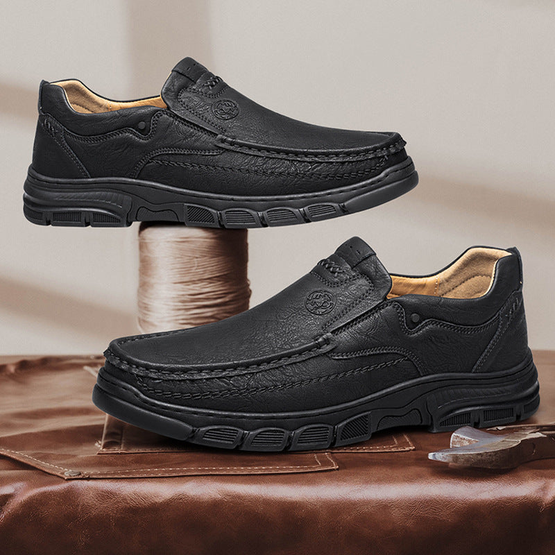 Men's Plus Size Platform Outdoor Leisure Men's Casual Leather Shoes