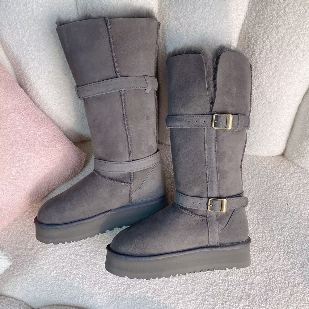 Women's Sheepskin Fur For Ring Two-way Wear Snow Boots