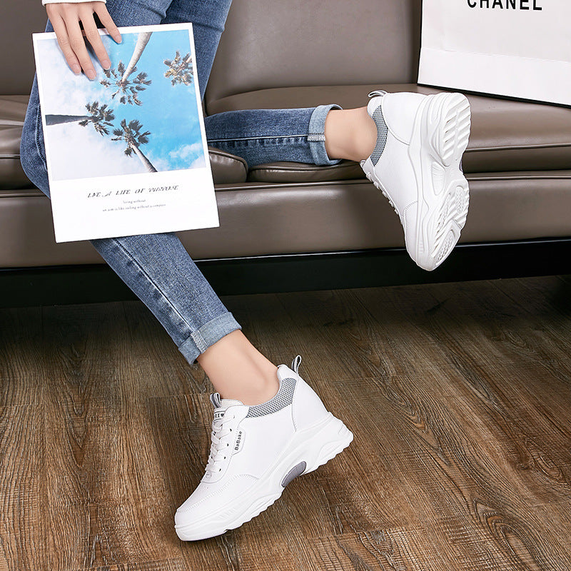 Women's Height Increasing Insole White Genuine Platform Women's Sports Shoes