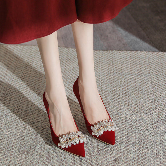 Women's Commute Wedding Bride Bridesmaid Buckle High Large Small Women's Shoes