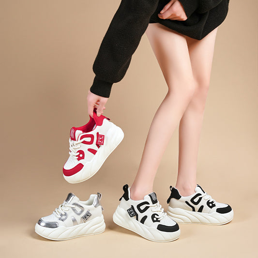 Women's Black White Spring Versatile Hidden Sports Heels
