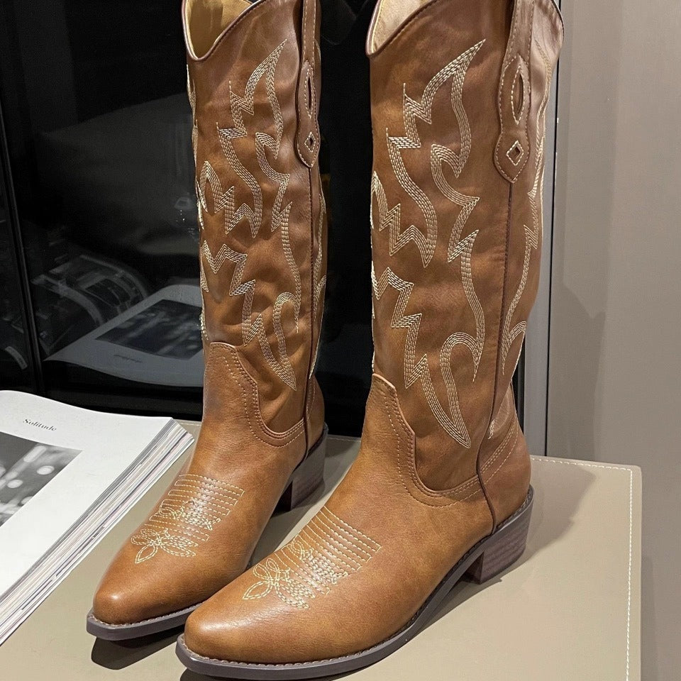 Mid Retro V Cut Knee-high Sleeve Boots