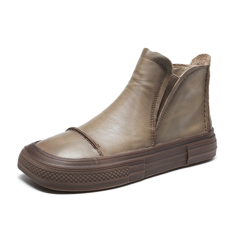 Short Retro Slip-on Flat Knight Low Boots