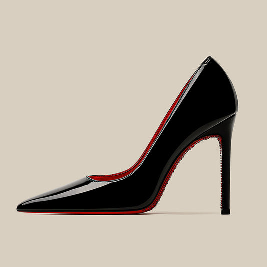 Women's Red High Stiletto Beautiful Sexy Wedding Black Patent Heels