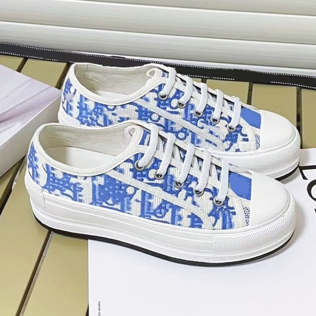 Women's Letter Embroidered Classic Electric Thick Bottom Canvas Shoes