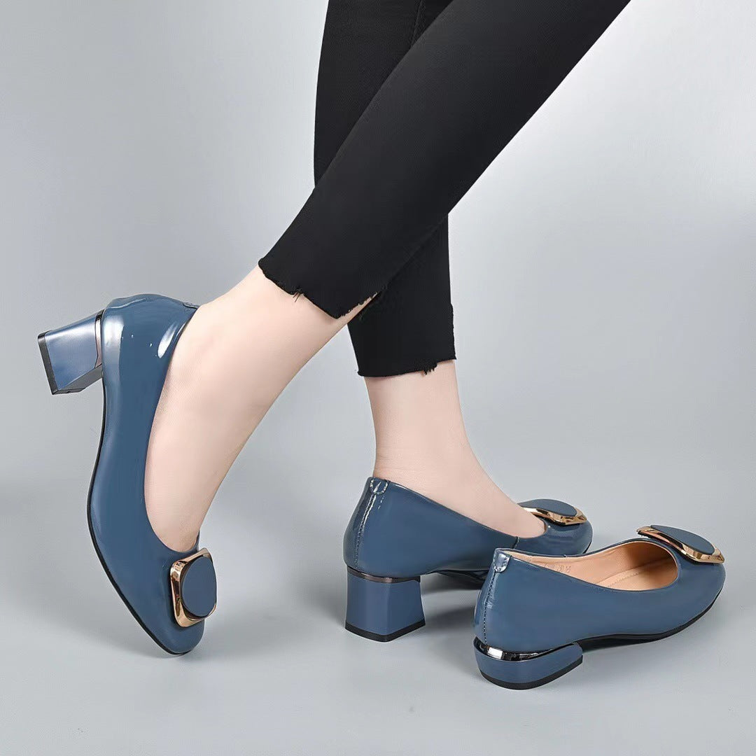 Women's Summer Patent Shallow Mouth Pointed Toe Casual Shoes