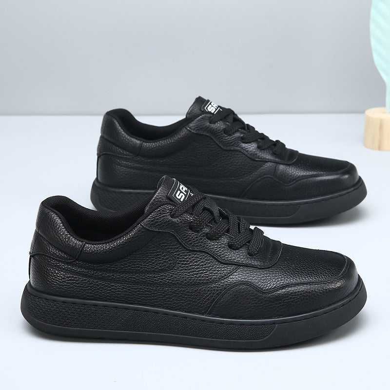 Men's Layer Cowhide Autumn Authentic Comfortable White Board Leather Shoes