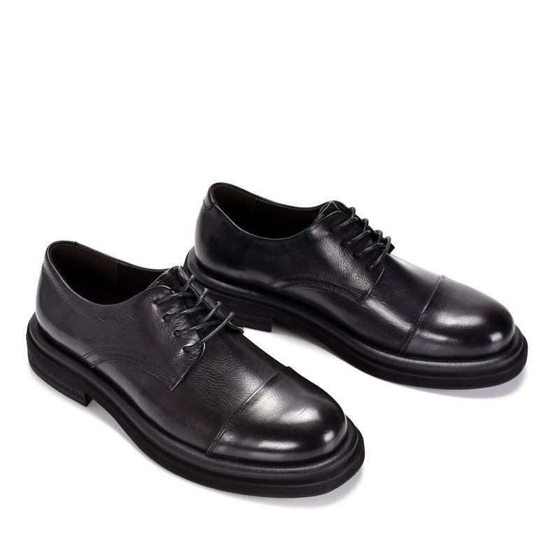 Men's Retro Handmade Leisure Platform Wedding Three Joint Leather Shoes
