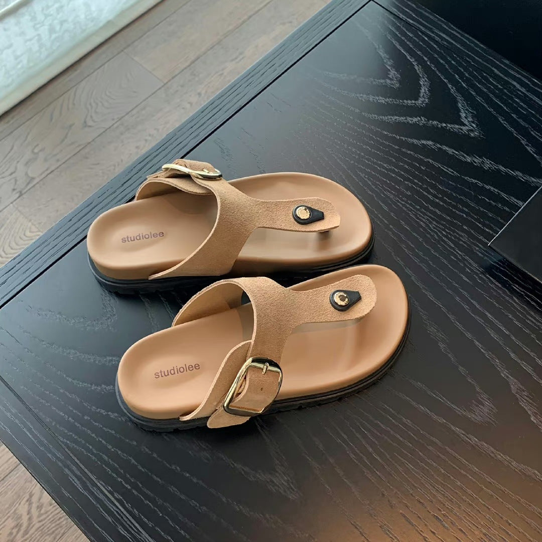 Women's Thick Bottom Soft Flip-flops Wide Adjustable Slippers