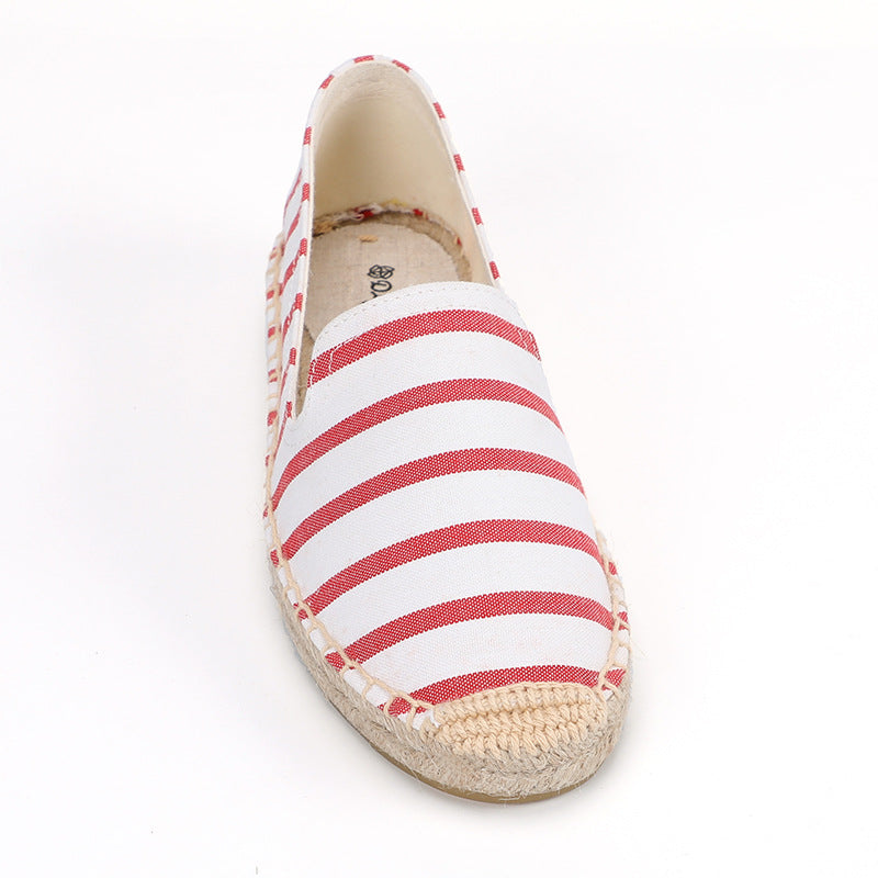Women's Striped Breathable Hemp Bottom Fisherman Cotton Canvas Shoes