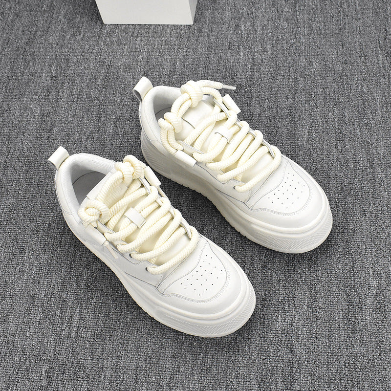 Men's Korean Style Thick-soled Spring White Breathable Casual Shoes