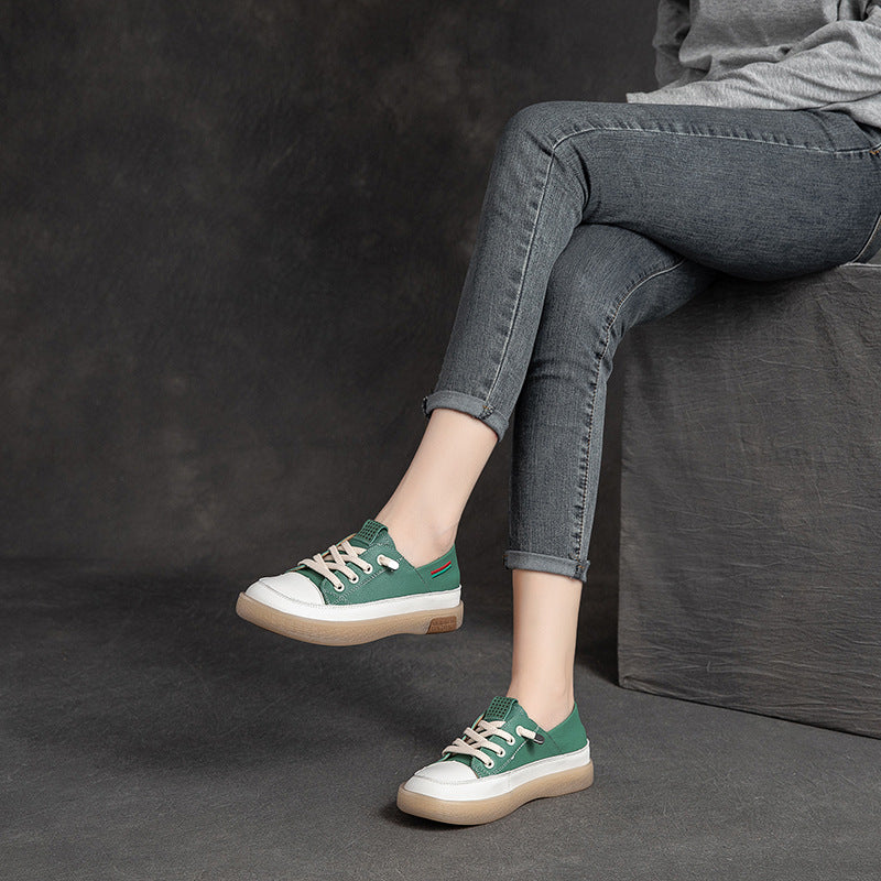 Women's Shu Autumn Low-cut Flat Pumps Round Toe White Solid Casual Shoes