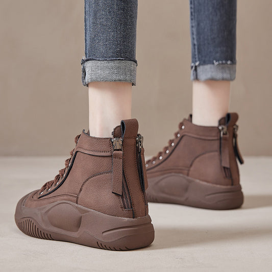 Authentic Platform Ankle Vintage Rear Zipper Boots
