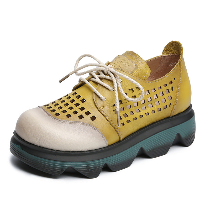 Women's Retro Color Matching Mom Platform Wedge Sandals
