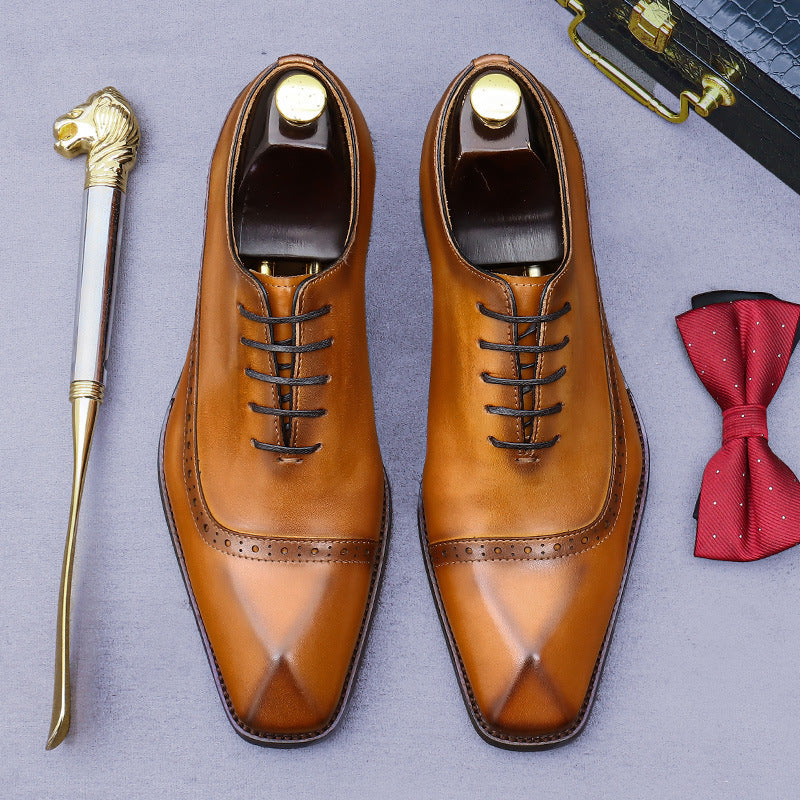 Men's Promotion Formal Wear Genuine England Style Korean Carved Men's Business Leather Shoes