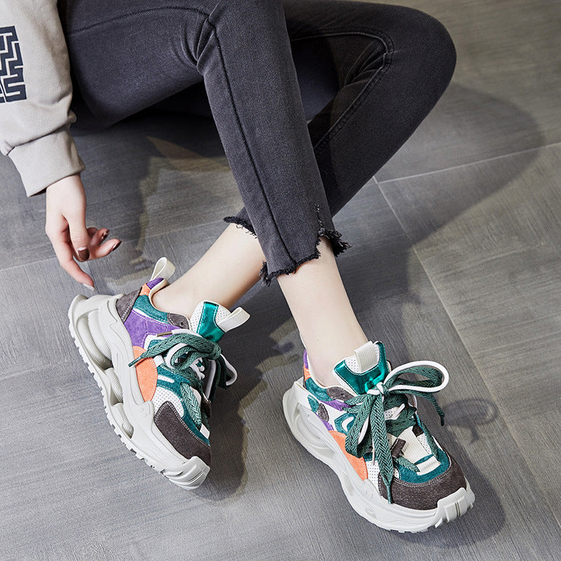 Women's Platform Trend Multicolor Genuine Lace Up Casual Shoes