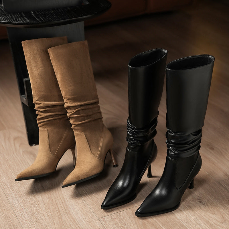 Women's Hot Sexy Stiletto Pointed Pile Style Big Boots