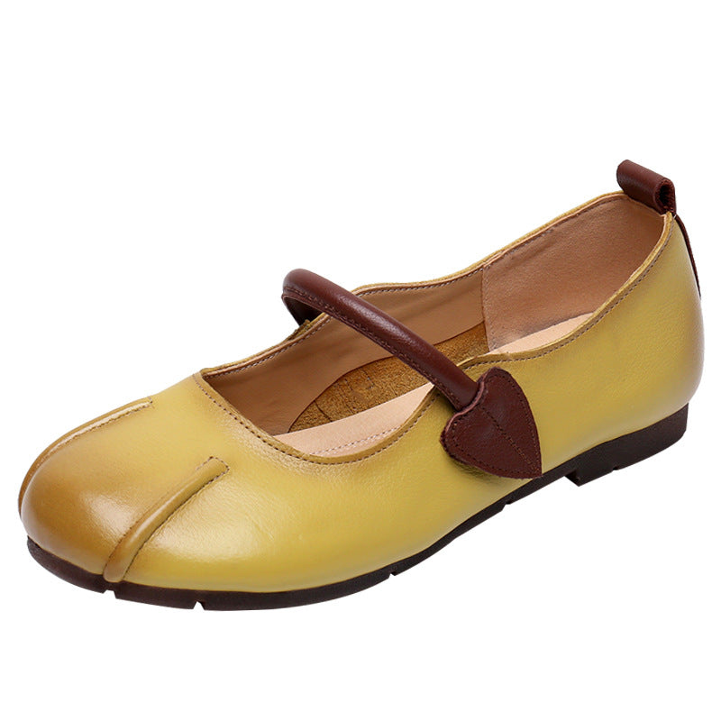 Women's Cowhide Soft Sole Buckle Square Head Authentic Comfortable Casual Shoes