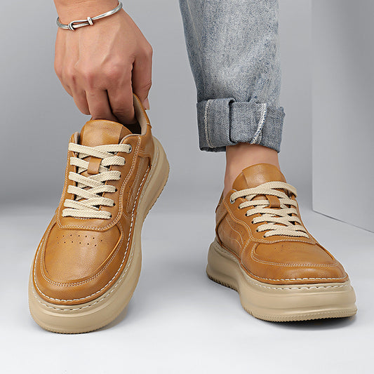 Men's Platform Lightweight Sports Retro Fashion Trendy Leather Shoes