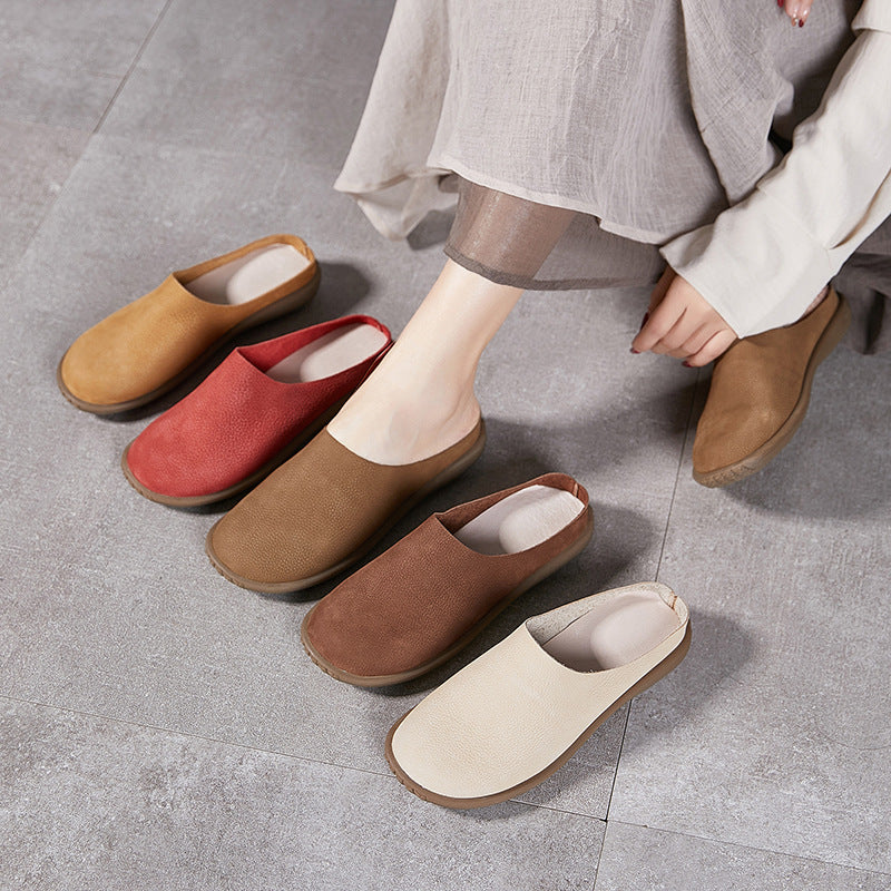 Women's & Men's Flat Cowhide Closed Toe Soft Bottom Men's Shoes