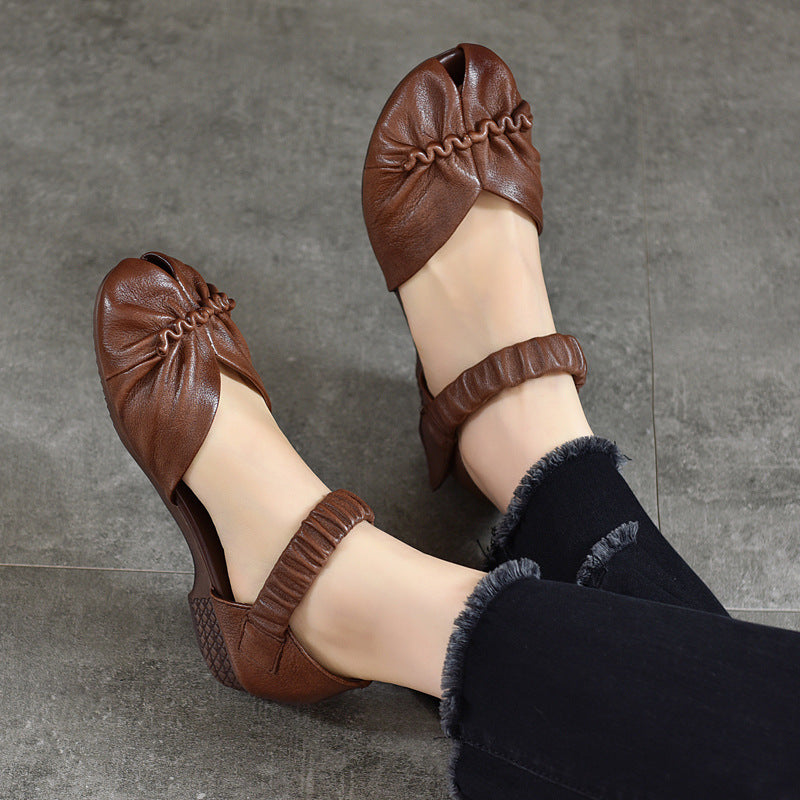 Women's Flat Peep Toe Roman Authentic Mom Sandals