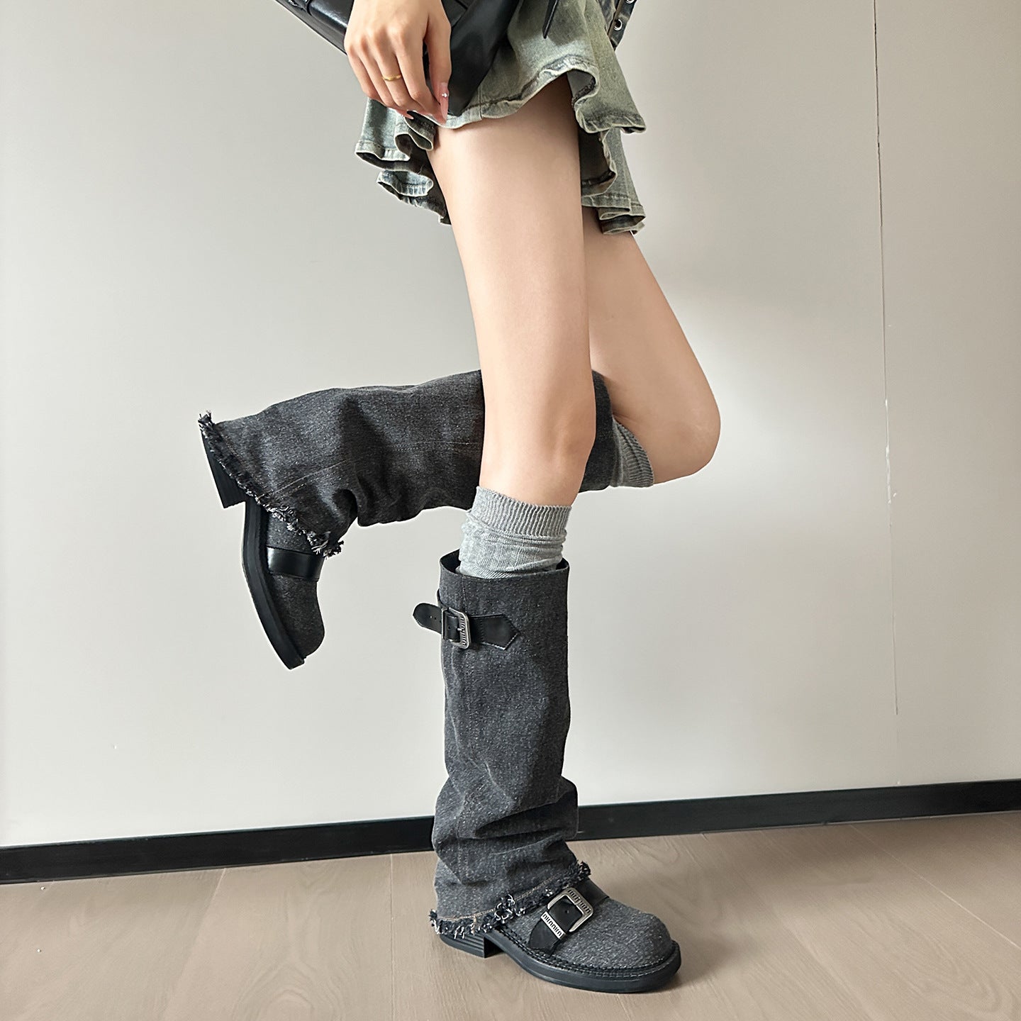 Women's Autumn Fat Chunky Sleeve Cowboy Waste Soil Boots