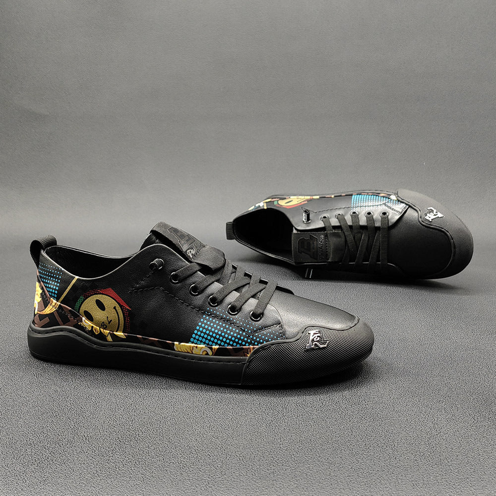 Men's Trendy Top Layer Cowhide Boys Sneakers