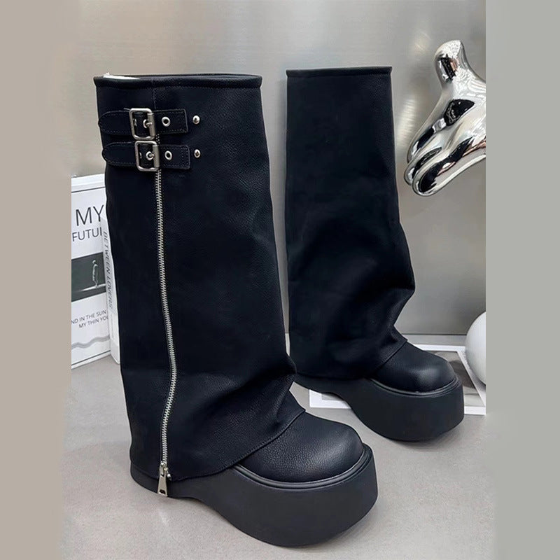 Women's The Bottom Brown Summer Thick Leg Boots