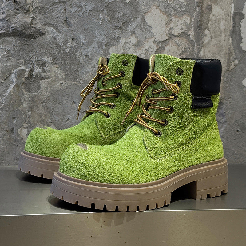 Women's & Men's Worker Platform Height Increasing British Style Boots