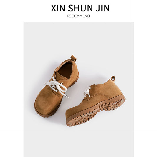 Women's Derby Genuine Platform Lace Up Retro Casual Shoes