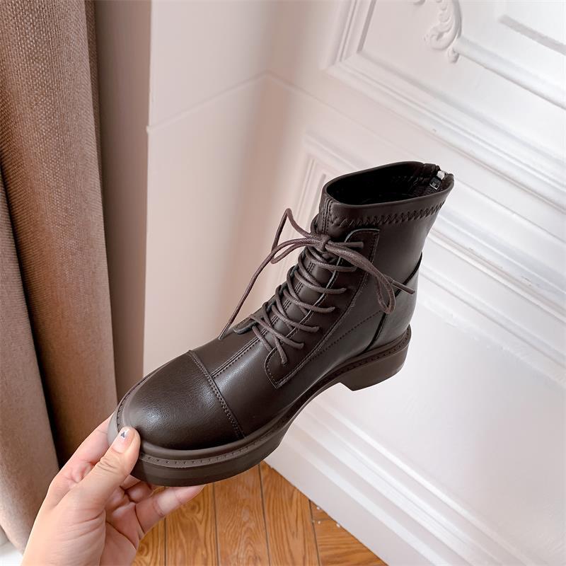 Women's Increasing Insole Martin Short Tube Genuine Boots