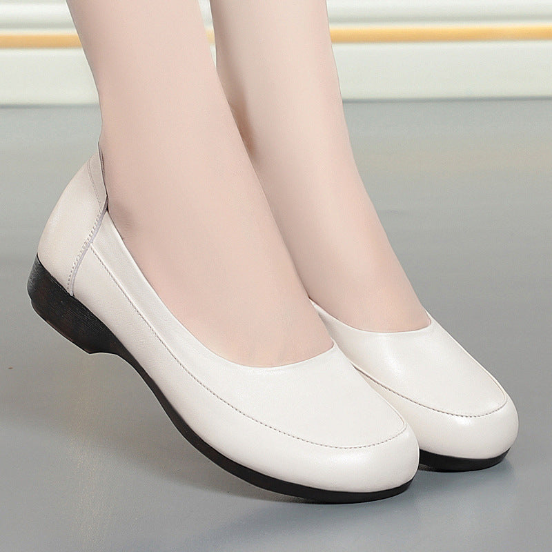 Women's Pumps Genuine Tendon Bottom Soft Comfortable Flat Leather Shoes