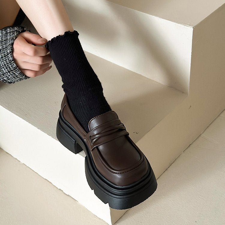 Women's Style Genuine Thick Bottom Chunky Inner Loafers