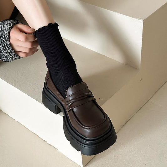 Women's Style Genuine Thick Bottom Chunky Inner Loafers