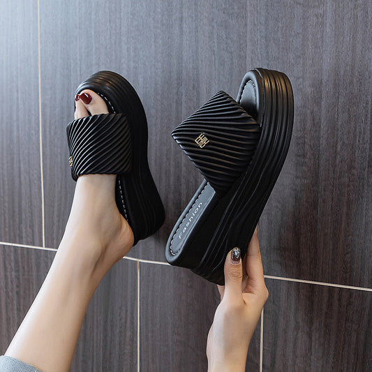 Women's Height Increasing Summer Wear Leisure Platform Slippers