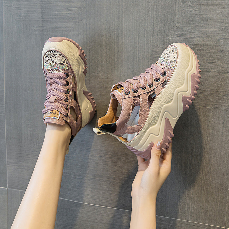 Women's Small Dad Retro Lightweight Height Increasing Casual Shoes