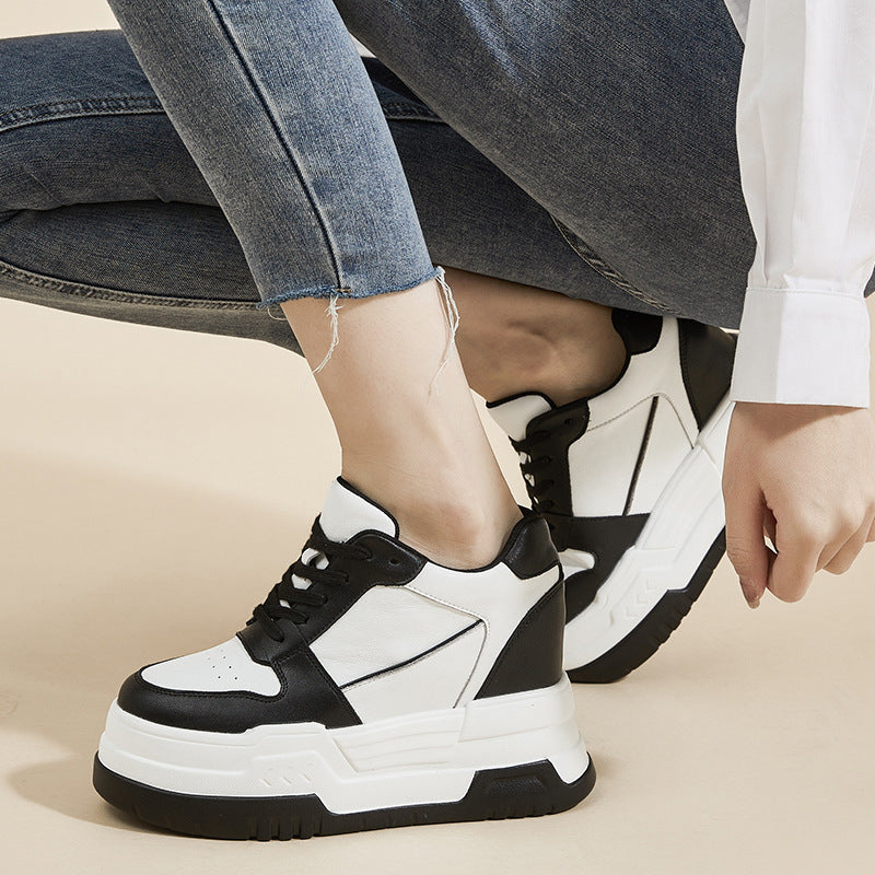 Women's Spring Platform Height Increasing Insole Genuine Pumps Casual Shoes