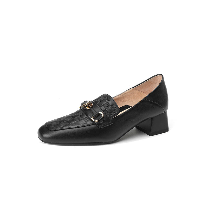 Women's Versatile Single-layer Chunky British Mid One Women's Shoes