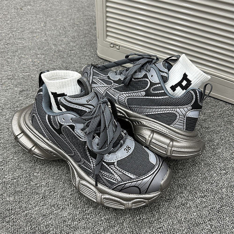 Men's Mesh Breathable Thin Sports Green Little Tide Running Platform Sneakers