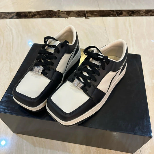 Women's & Men's Square Toe Contrast Color Version Flat Casual Shoes