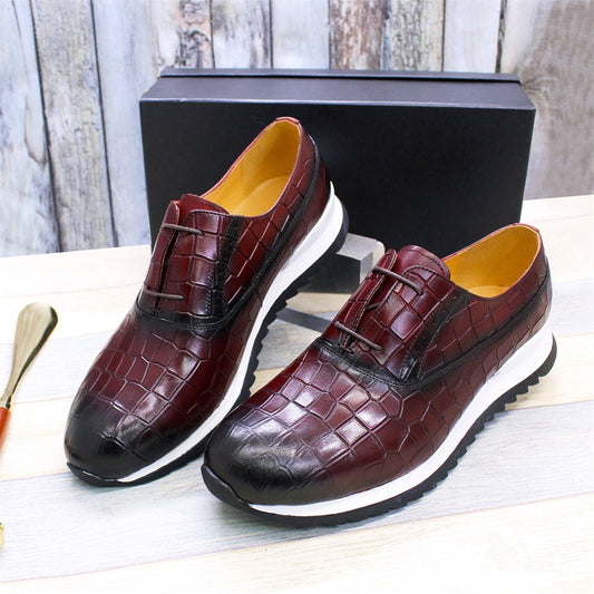 Men's Trendy Top Layer Cowhide Breathable Platform Leather Shoes