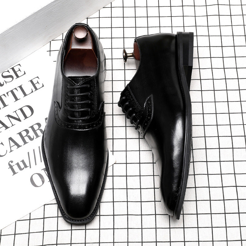 Men's Toe English Style Breathable Business Formal Leather Shoes