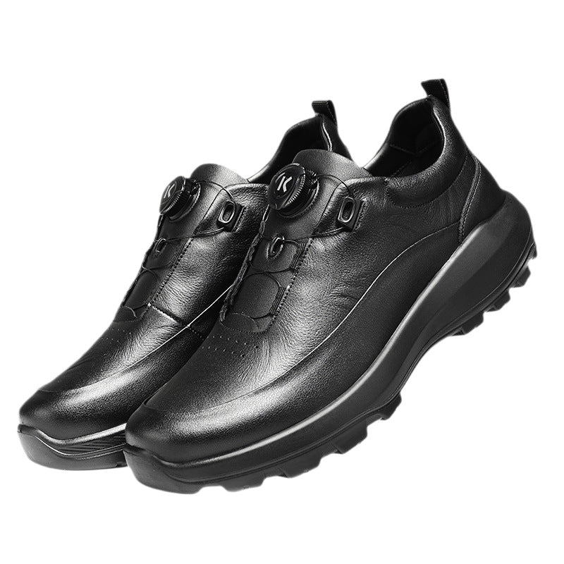 Men's Rotating Buckle Lightweight Breathable Outdoor Hiking Leather Shoes