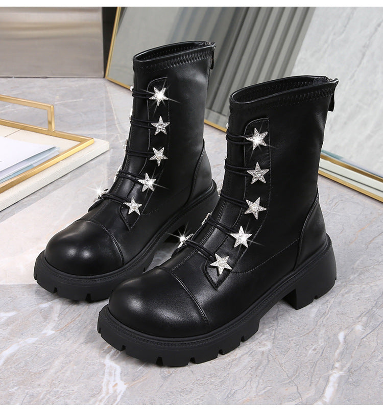 Size Sweet Cool Black Platform High Boots