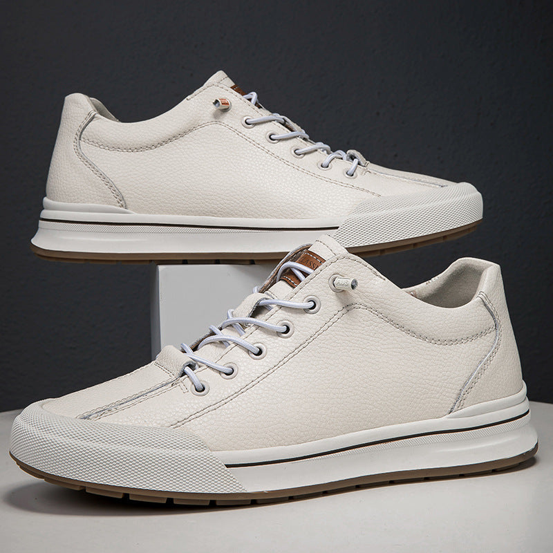 Men's Fashion White Breathable Versatile Hollow Driving Height Men's Board Shoes