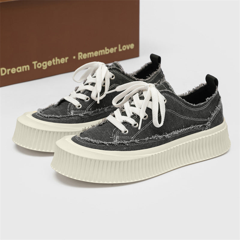 Men's Fashion Low Top Breathable Lightweight Platform Canvas Shoes